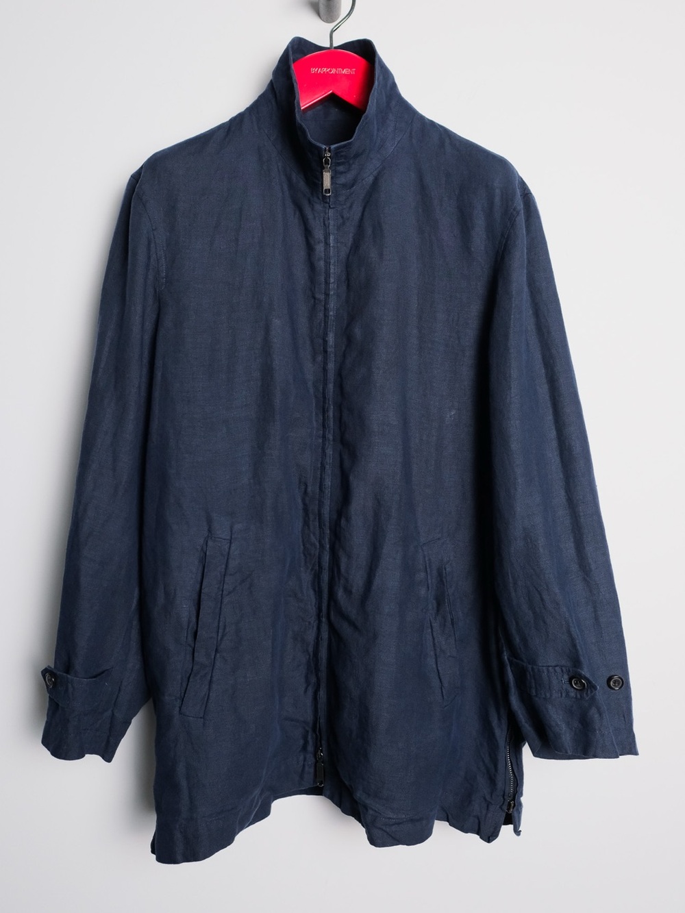 Ralph Lauren purple label Navy linen Lightweight Zip Jacket. Made in Italy